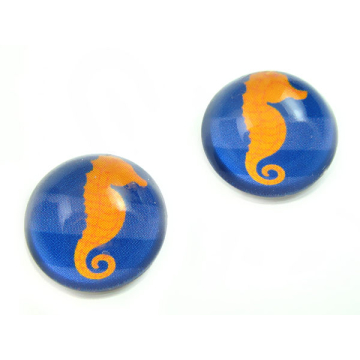 Kaboszon szklany okrągły konik morski 20mm
