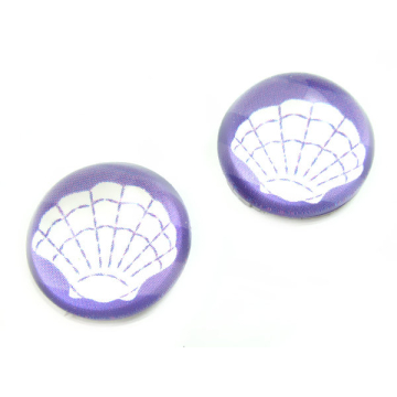 Kaboszon szklany okrągły muszelka 20mm