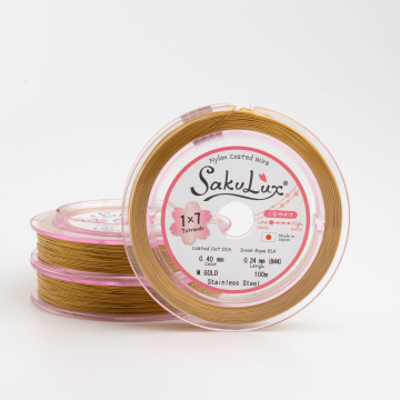 Miękka linka japońska siedmiostrunowa powlekana złota 0,4mm