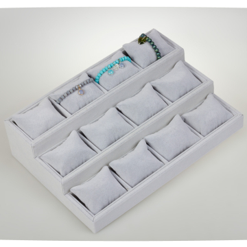 Ekspozytor schodkowy z poduszkami 12 komorowy szary 25x35cm