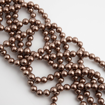 Perły seashell kulki brązowe 6mm