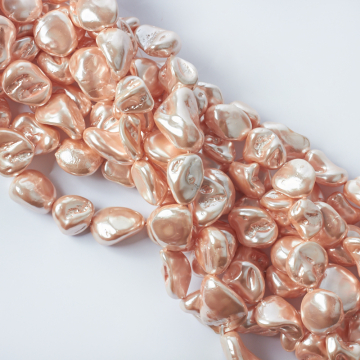 Perły seashell nugget 17x15mm łososiowe