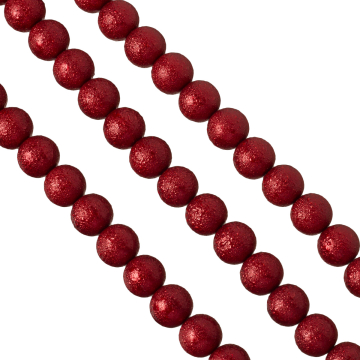 Perły szklane drapane czerwone 14mm