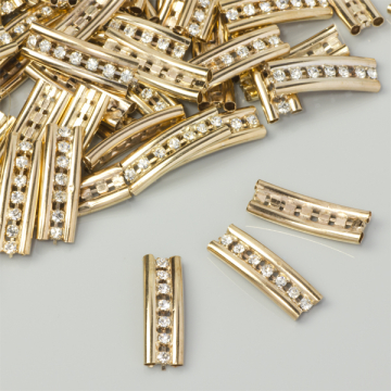 Przekładka dwie rurki łączone kryształkami 25x8,5mm