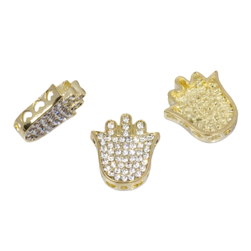 Przekładka z kryształkami rączka koloru złotego 18x20mm