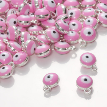 Zawieszka emaliowana oczko różowe  7mm