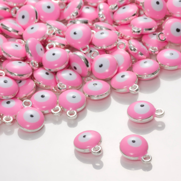 Zawieszka emaliowana oczko różowe 10mm