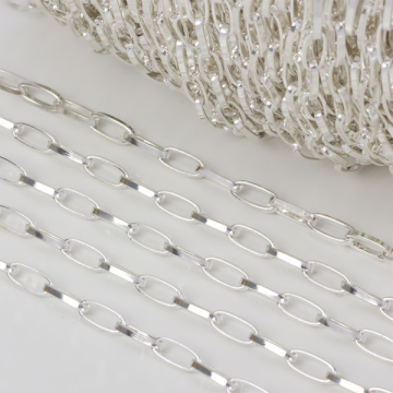 Łańcuszek owal płaski w kolorze srebrnym 7x4mm