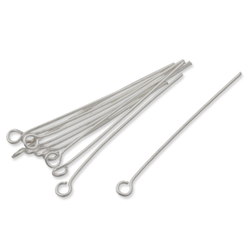 Szpilki posrebrzane z oczkiem 40x0,7mm