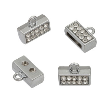 Końcówki z kryształkami koloru srebrnego 6x11mm