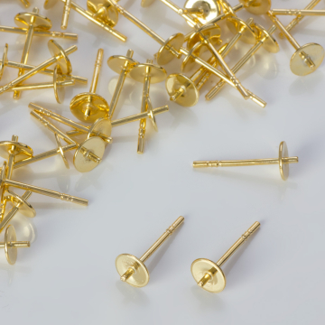 Srebrne sztyfty do przyklejania pozłacane próba 925 5mm