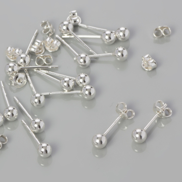 Srebrne kolczyki kulki, próba Ag925  4mm