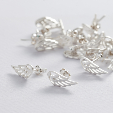 Srebrne kolczyki skrzydła, próba Ag925 13x5,5mm