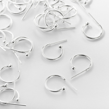 Srebrne kolczyki kółka z kulką  AG925 19mm