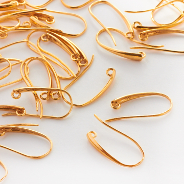 Srebrne bigle otwarte z oczkiem AG925 pozłacane 25mm