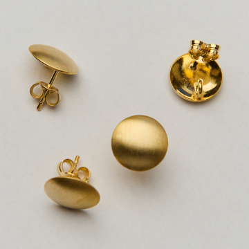 Srebrne sztyfty do kolczyków z satynowym kołem AG925 pozłacane 10,5mm