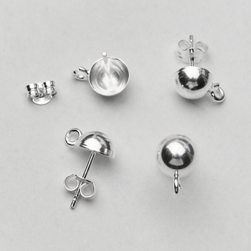 Srebrne sztyfty półkola z podwieszeniem AG925 12mm