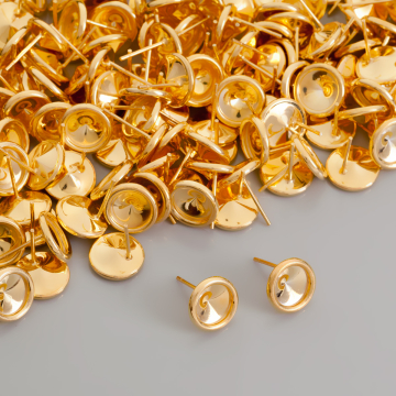 Srebrne sztyfty z grubym rantem na rivoli AG925 pozłacane 8mm