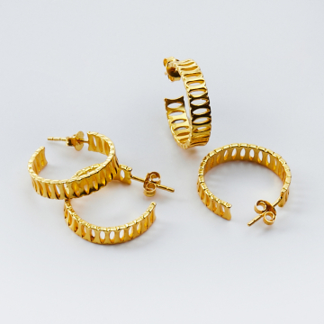 Srebrne kolczyki koła otwarte w paski AG925 pozłacane 20mm