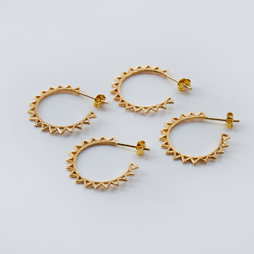 Srebrne kolczyki koła z ząbkami AG925 pozłacane 24mm