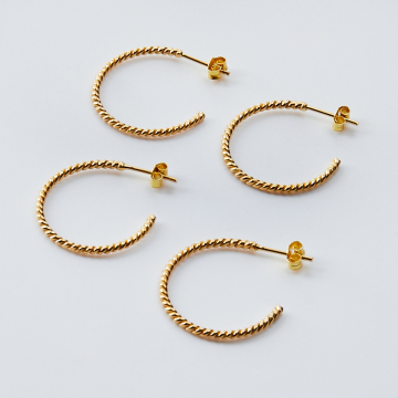 Srebrne kolczyki koła skręcane AG925 pozłacane 24mm