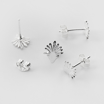 Srebrne kolczyki sztyfty wachlarze AG925 9mm