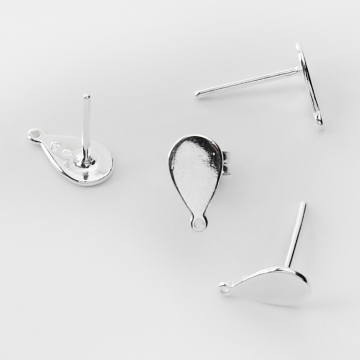 Srebrne bazy kolczyka łezki gładkie z podwieszeniem AG925 9,5mm