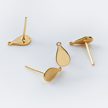 Srebrne bazy kolczyka łezki gładkie z podwieszeniem AG925 pozłacane 9,5mm