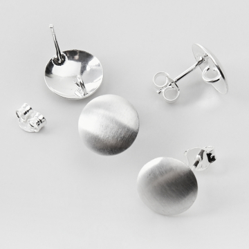 Srebrne bazy kolczyka koła satynowe wypukłe z podwieszeniem AG925 11mm