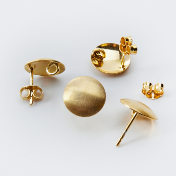 Srebrne bazy kolczyka koła satynowe wypukłe z podwieszeniem AG925 pozłacane 11mm