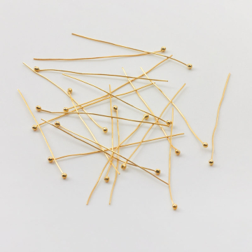 Srebrne szpilki z okrągłą główką AG925 pozłacane 40x0,4mm