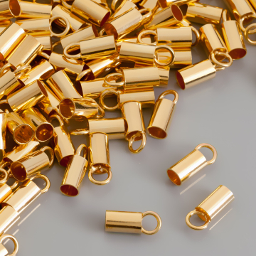 Końcówki srebrne do rzemieni pozlacane AG925  4mm