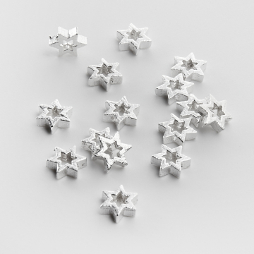 Srebrny koralik gwiazdka satynowa wycięta AG925 7x8mm