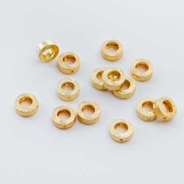 Srebrny koralik kółko satynowe wycięte AG925 pozłacane 8mm