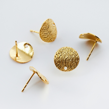 Srebrna baza kolczyków kółko wygięte ze wzorkiem AG925 pozłacana 11,5x12mm