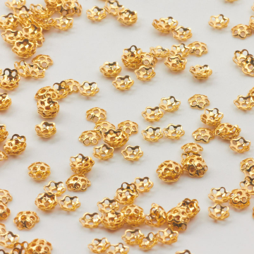 Srebrne czapeczki do koralików kwiatki AG925 pozłacane 3,5mm