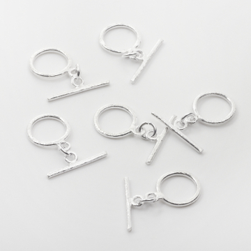 Srebrne zapięcie toggle kółko z patyczkiem satynowe 12mm