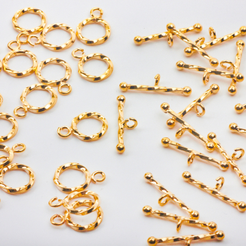 Srebrne zapięcie toogle skręcane AG925 pozłacane 12mm