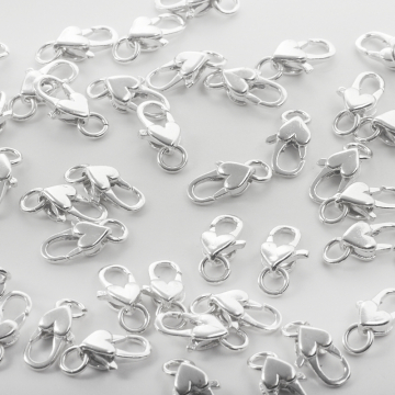 Srebrne zapięcie karabińczyk z serduszkiem AG925 11,5mm