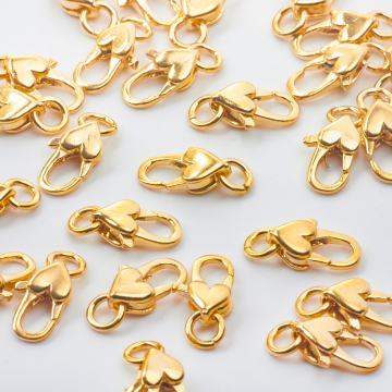 Srebrne zapięcie karabińczyk z serduszkiem AG925 pozłacane 11,5mm