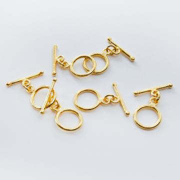 Srebrne zapięcie toggle satynowe AG925 pozłacane 14mm