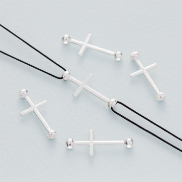 Srebrny łącznik krzyż z dwoma kuleczkami AG925 22x10mm