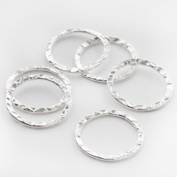 Srebrne kółko ozdobne pogniecione AG925 20mm