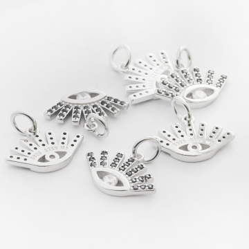 Srebrna zawieszka oczko z cyrkoniami AG925 15mm