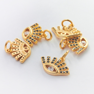 Srebrna zawieszka oczko z cyrkoniami AG925 pozłacana 15mm