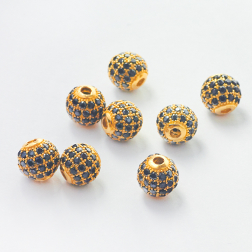 Srebrne kulki z czarnymi cyrkoniami AG925 6mm