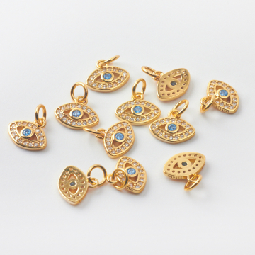 Srebrna zawieszka oczko turkusowe z cyrkoniami AG925 pozłacane 11mm