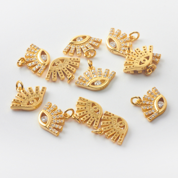 Srebrna zawieszka oczko z cyrkoniami AG925 pozłacana 15mm