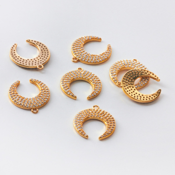 Srebrna zawieszka róg obfitości z cyrkoniami AG925 pozłacany 17mm