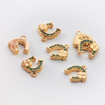 Srebrna zawieszka podkowa z cyrkoniami AG925 pozłacana 10,5mm